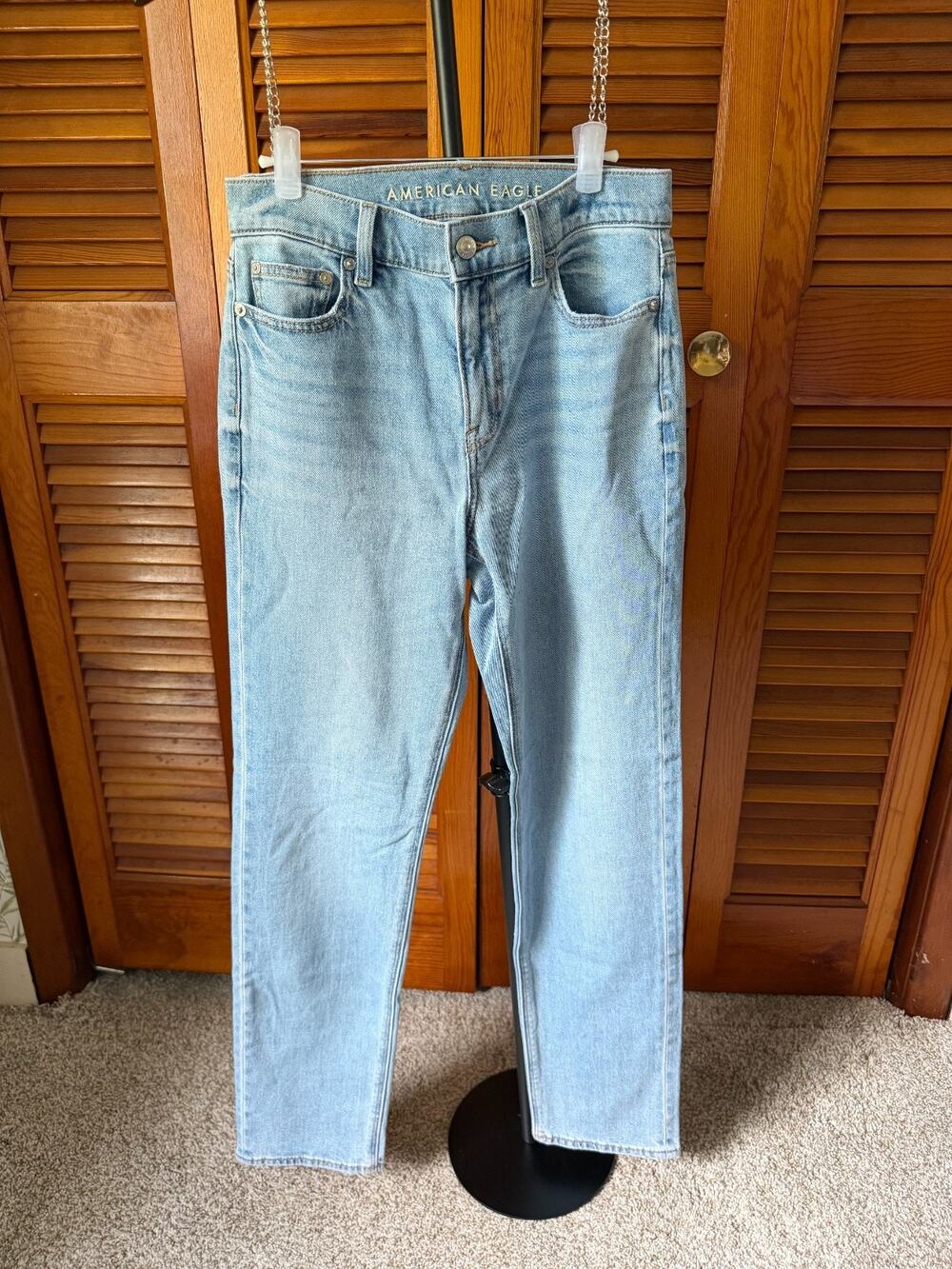 American Eagle Light Blue High Rise Straight Leg Jeans Pants Sz 0